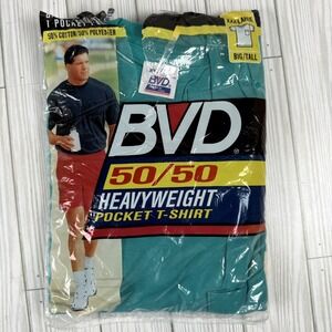 Vintage 90s Mens BVD Size XXXL Heavyweight GREEN Cotton Pocket T Shirts Big Tall